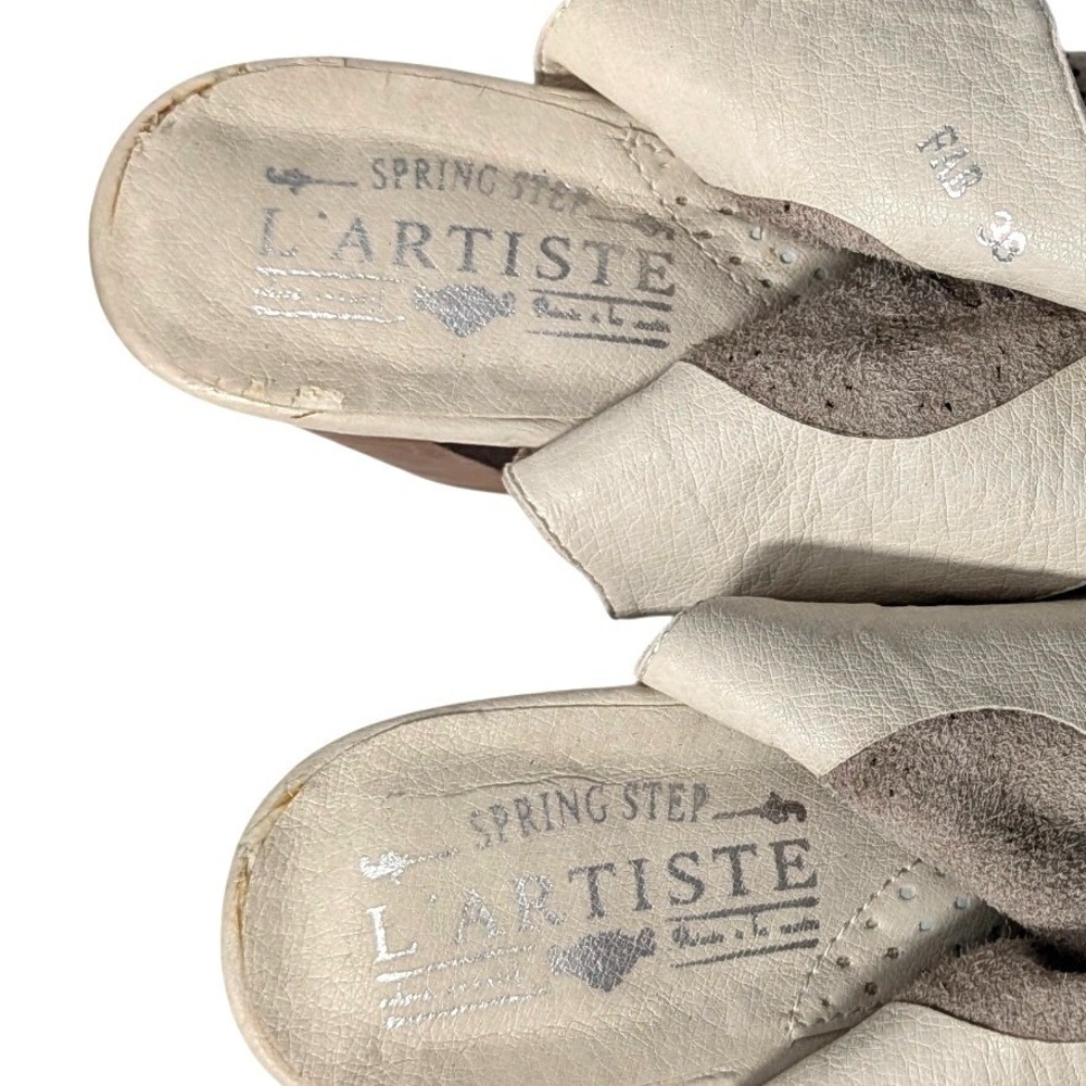L'Artiste by Spring Step Fab Laser Cut Heel Sandal Cream Boho EU 38 US 7.5 - Picture 3 of 14